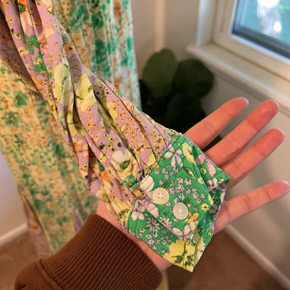 LOFT Garden Party Long Sleeve Patchwork Floral Button Front Dress Size Medium - Picture 13 of 16